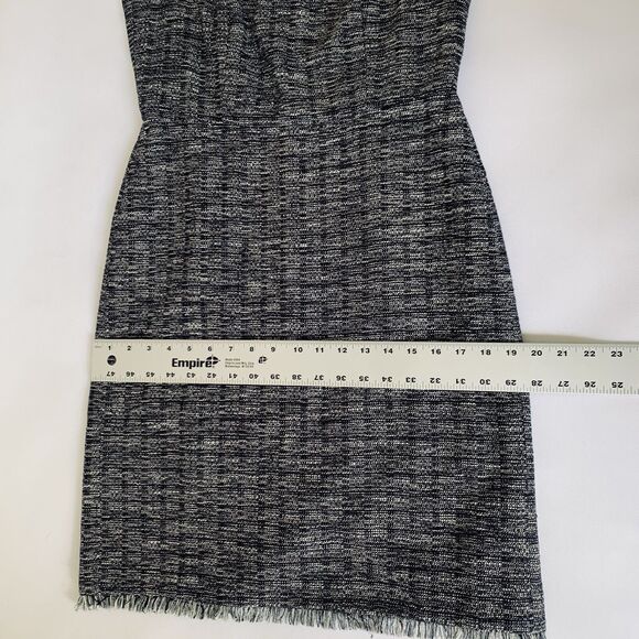 J Crew Dress Women 4 Navy Blue Metallic Tweed Sheath Fringe Career Preppy Office - Picture 10 of 12